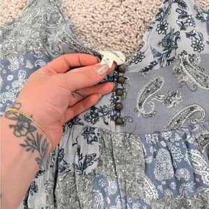 Eesome Blue and Gray Paisley Jumpsuit